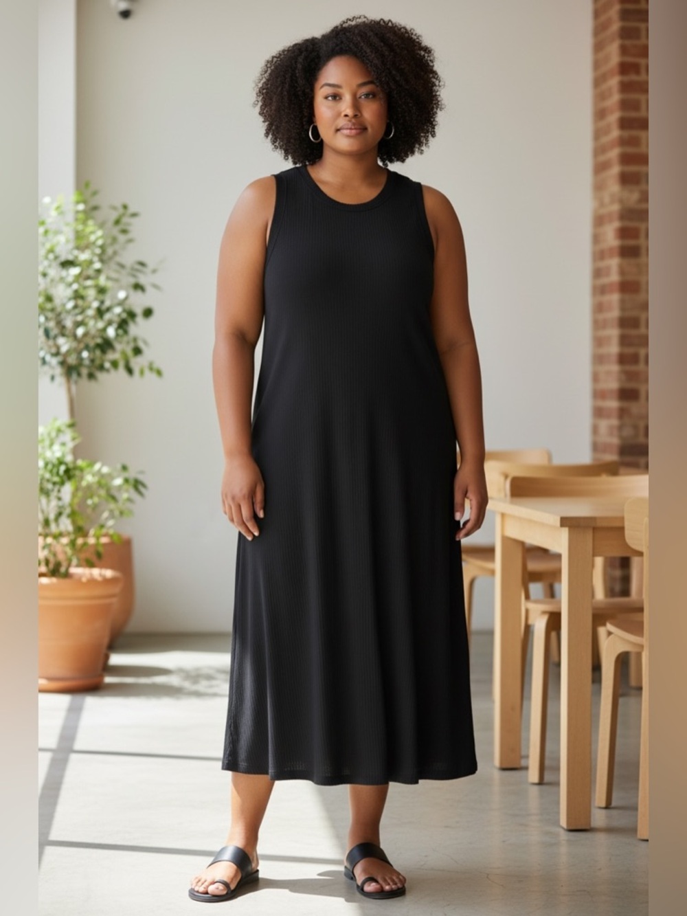 NWT: size 26 BloomChic Black Ribbed Midi Dress with built in bra
